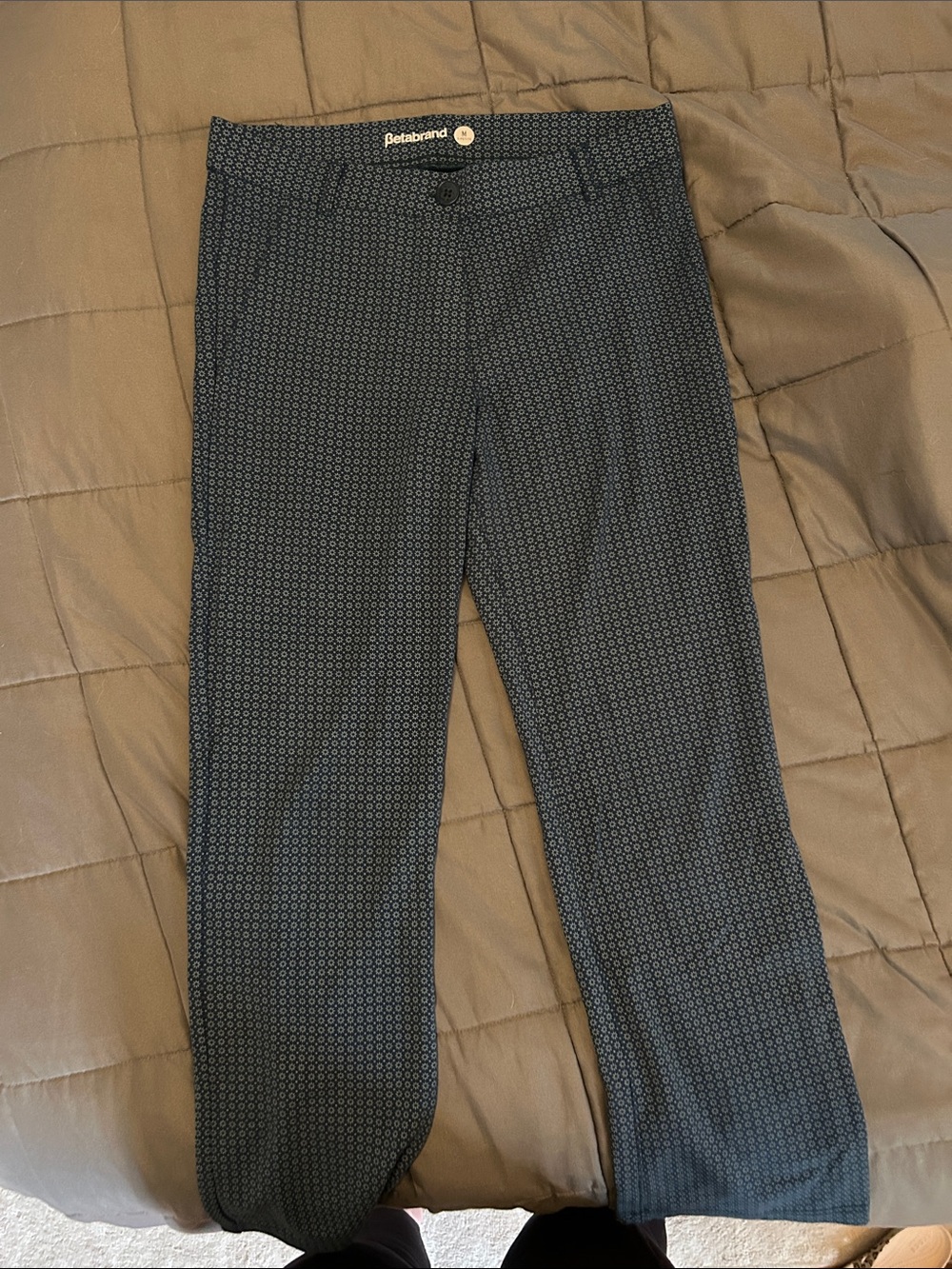 Betabrand Navy Micro-Pattern Women's Dress Pants